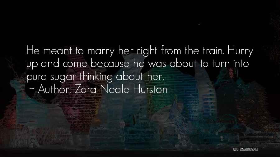 Zora Neale Hurston Quotes: He Meant To Marry Her Right From The Train. Hurry Up And Come Because He Was About To Turn Into