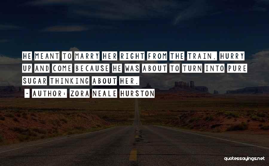 Zora Neale Hurston Quotes: He Meant To Marry Her Right From The Train. Hurry Up And Come Because He Was About To Turn Into