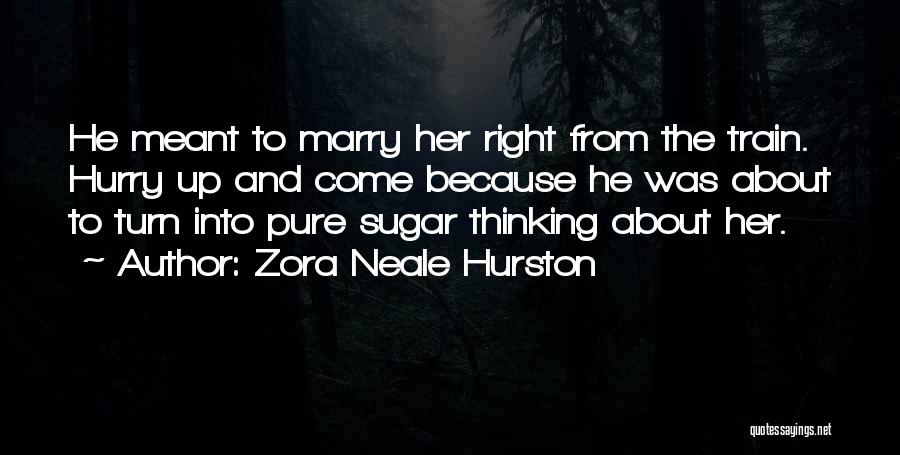 Zora Neale Hurston Quotes: He Meant To Marry Her Right From The Train. Hurry Up And Come Because He Was About To Turn Into