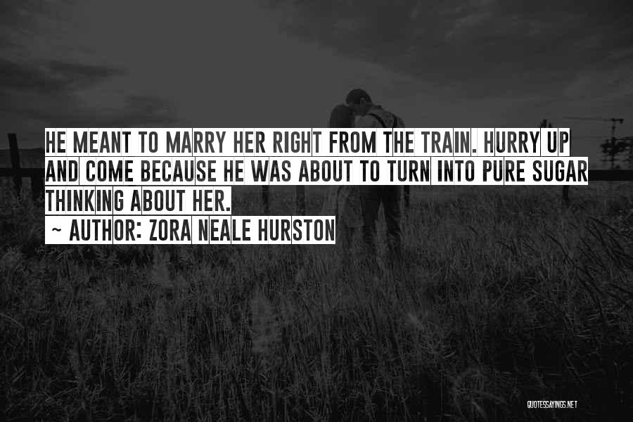 Zora Neale Hurston Quotes: He Meant To Marry Her Right From The Train. Hurry Up And Come Because He Was About To Turn Into