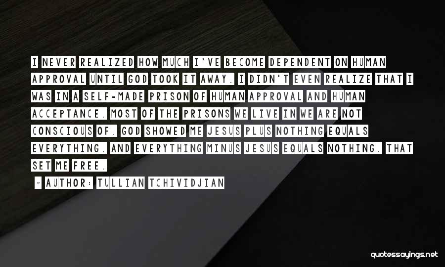 Tullian Tchividjian Quotes: I Never Realized How Much I've Become Dependent On Human Approval Until God Took It Away. I Didn't Even Realize