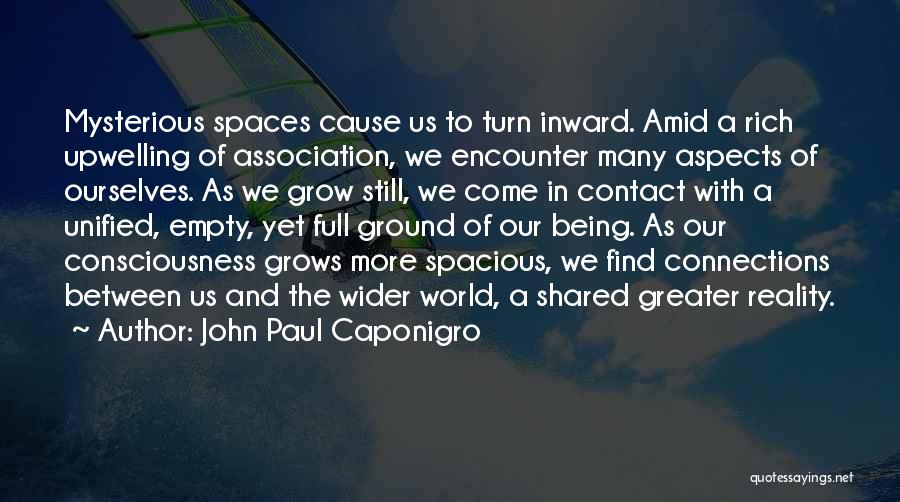 John Paul Caponigro Quotes: Mysterious Spaces Cause Us To Turn Inward. Amid A Rich Upwelling Of Association, We Encounter Many Aspects Of Ourselves. As