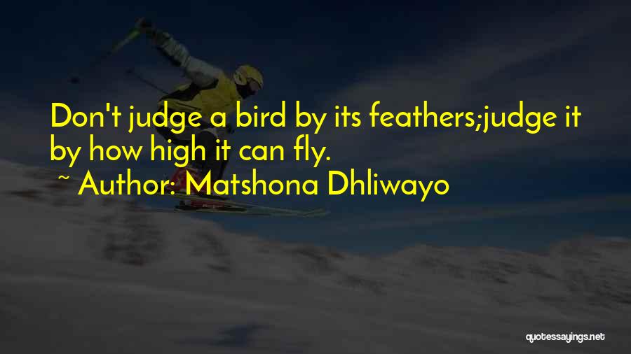 Matshona Dhliwayo Quotes: Don't Judge A Bird By Its Feathers;judge It By How High It Can Fly.