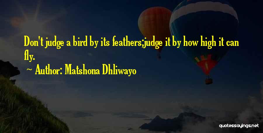 Matshona Dhliwayo Quotes: Don't Judge A Bird By Its Feathers;judge It By How High It Can Fly.