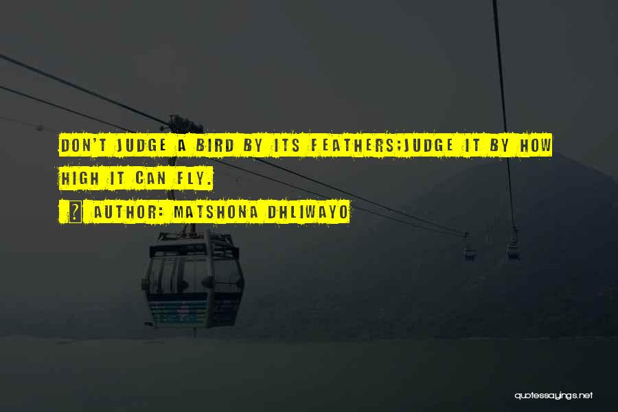 Matshona Dhliwayo Quotes: Don't Judge A Bird By Its Feathers;judge It By How High It Can Fly.