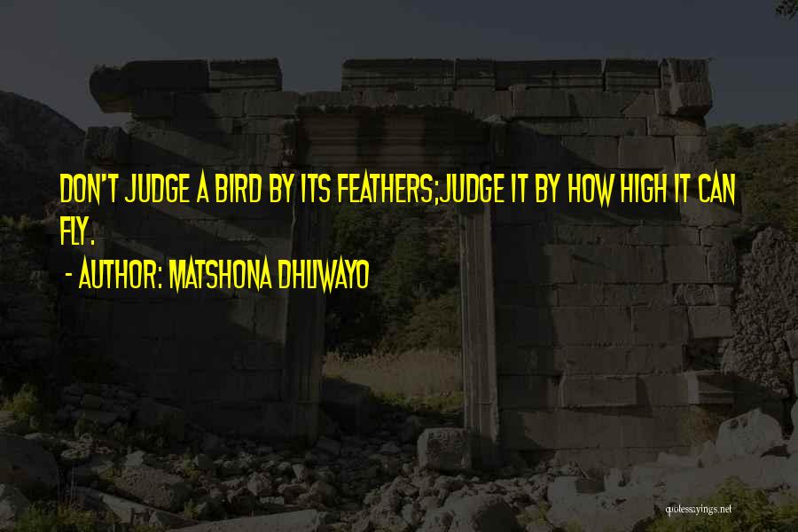Matshona Dhliwayo Quotes: Don't Judge A Bird By Its Feathers;judge It By How High It Can Fly.