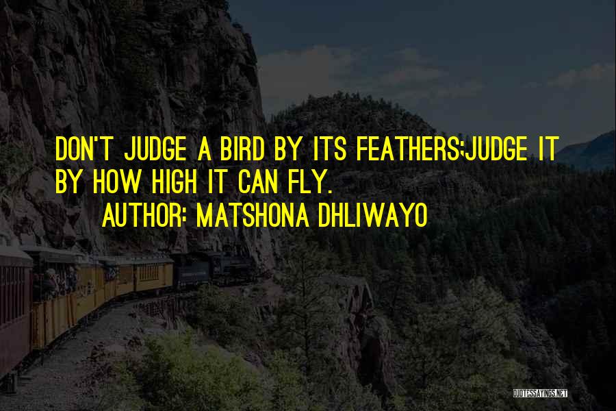 Matshona Dhliwayo Quotes: Don't Judge A Bird By Its Feathers;judge It By How High It Can Fly.