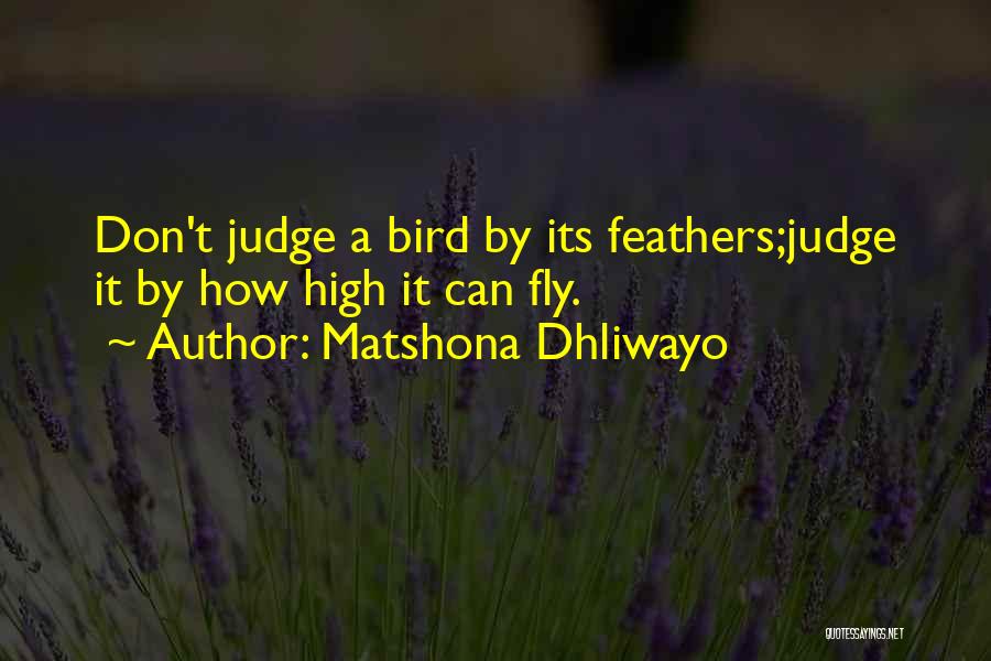 Matshona Dhliwayo Quotes: Don't Judge A Bird By Its Feathers;judge It By How High It Can Fly.