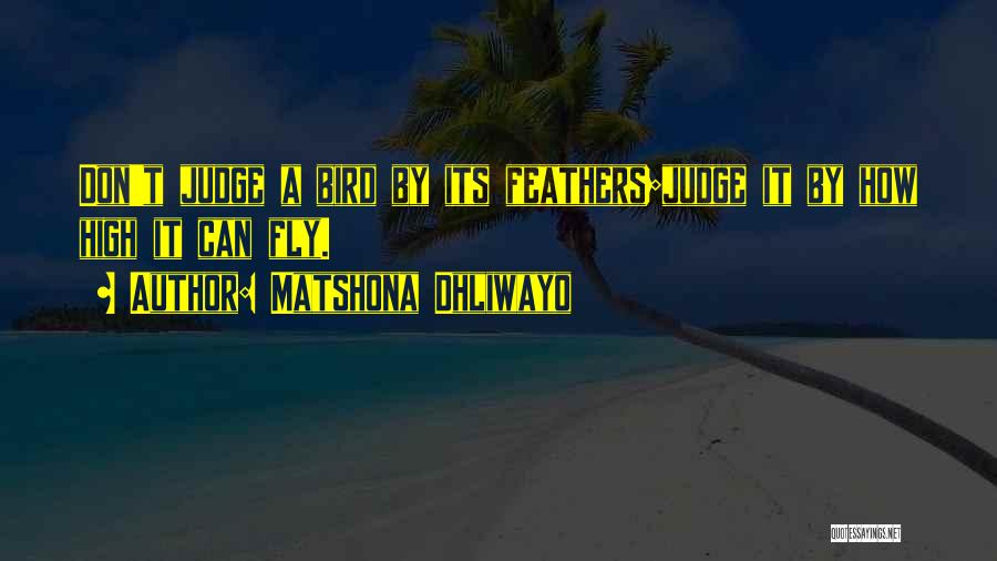 Matshona Dhliwayo Quotes: Don't Judge A Bird By Its Feathers;judge It By How High It Can Fly.