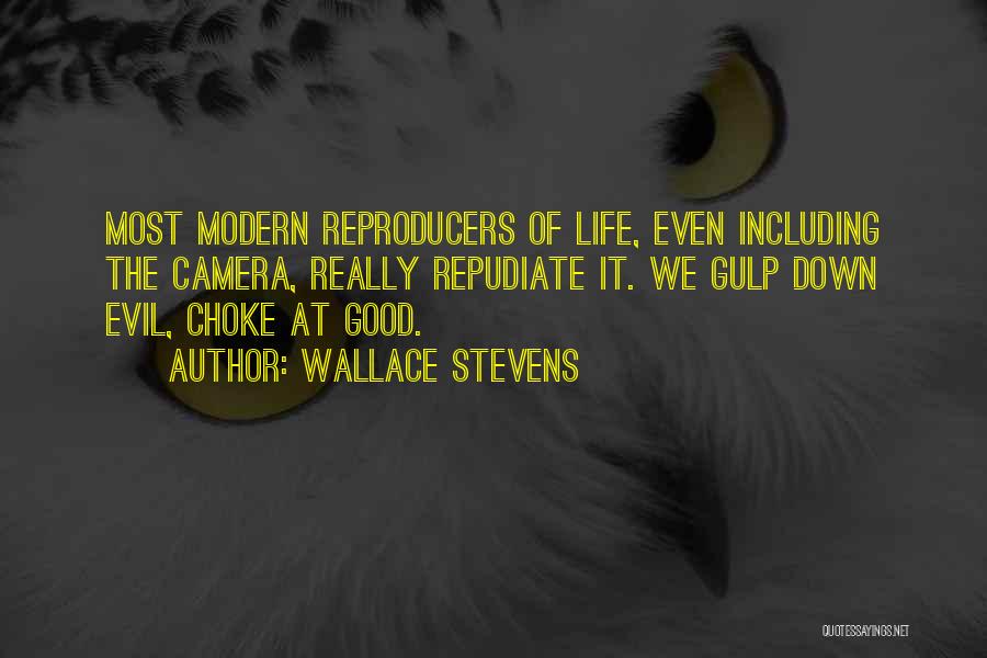 Wallace Stevens Quotes: Most Modern Reproducers Of Life, Even Including The Camera, Really Repudiate It. We Gulp Down Evil, Choke At Good.