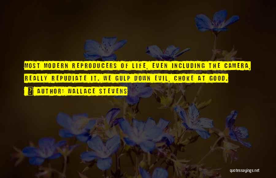 Wallace Stevens Quotes: Most Modern Reproducers Of Life, Even Including The Camera, Really Repudiate It. We Gulp Down Evil, Choke At Good.