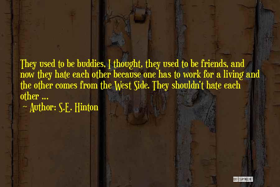S.E. Hinton Quotes: They Used To Be Buddies, I Thought, They Used To Be Friends, And Now They Hate Each Other Because One