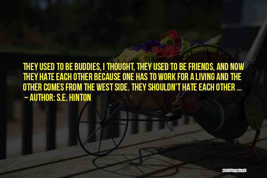 S.E. Hinton Quotes: They Used To Be Buddies, I Thought, They Used To Be Friends, And Now They Hate Each Other Because One