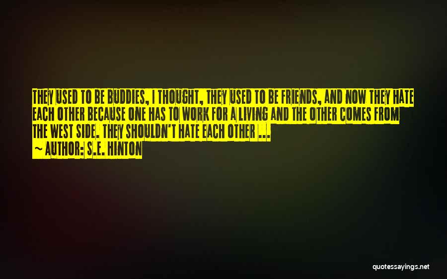 S.E. Hinton Quotes: They Used To Be Buddies, I Thought, They Used To Be Friends, And Now They Hate Each Other Because One