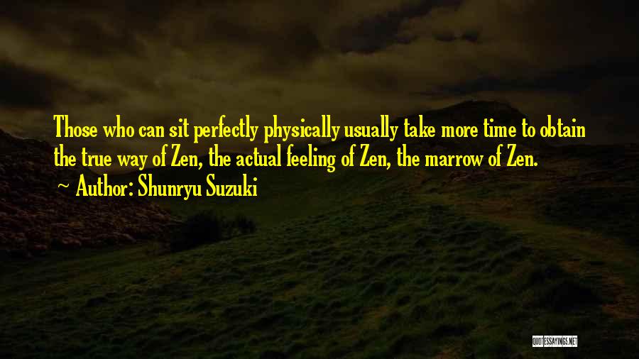 Shunryu Suzuki Quotes: Those Who Can Sit Perfectly Physically Usually Take More Time To Obtain The True Way Of Zen, The Actual Feeling