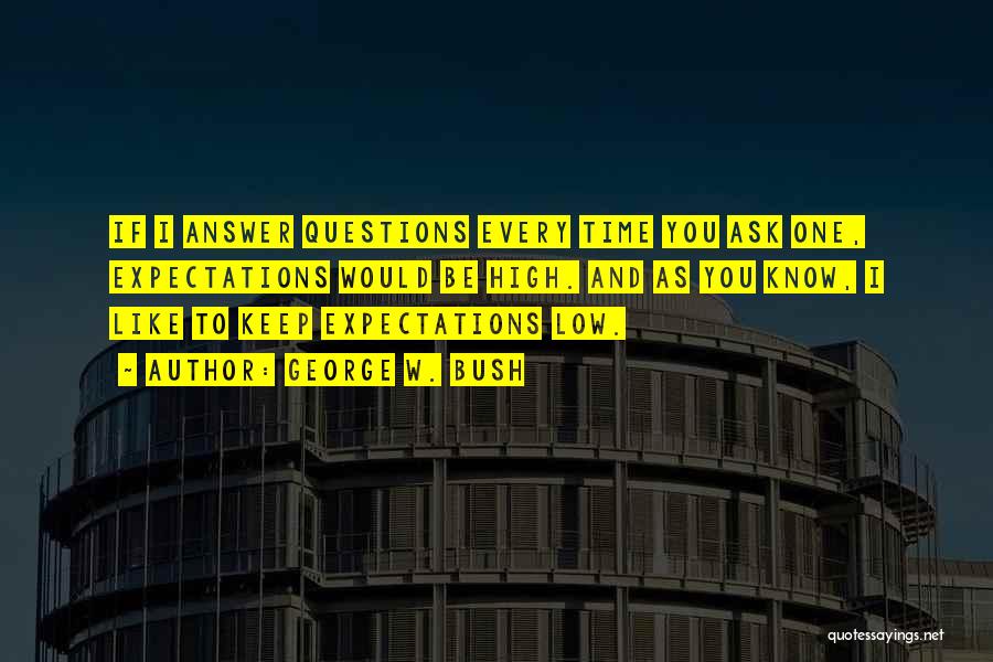 George W. Bush Quotes: If I Answer Questions Every Time You Ask One, Expectations Would Be High. And As You Know, I Like To