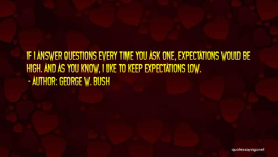 George W. Bush Quotes: If I Answer Questions Every Time You Ask One, Expectations Would Be High. And As You Know, I Like To