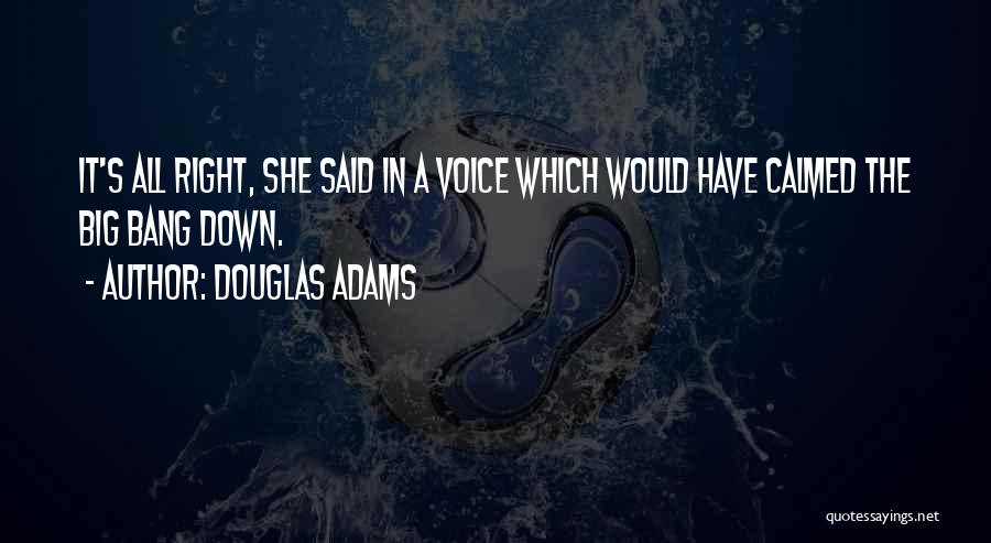 Douglas Adams Quotes: It's All Right, She Said In A Voice Which Would Have Calmed The Big Bang Down.