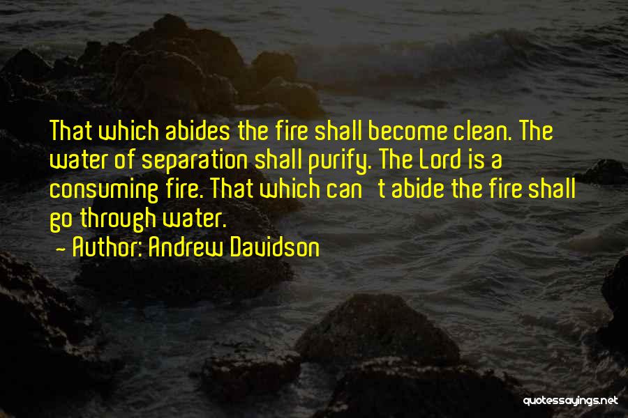 Andrew Davidson Quotes: That Which Abides The Fire Shall Become Clean. The Water Of Separation Shall Purify. The Lord Is A Consuming Fire.