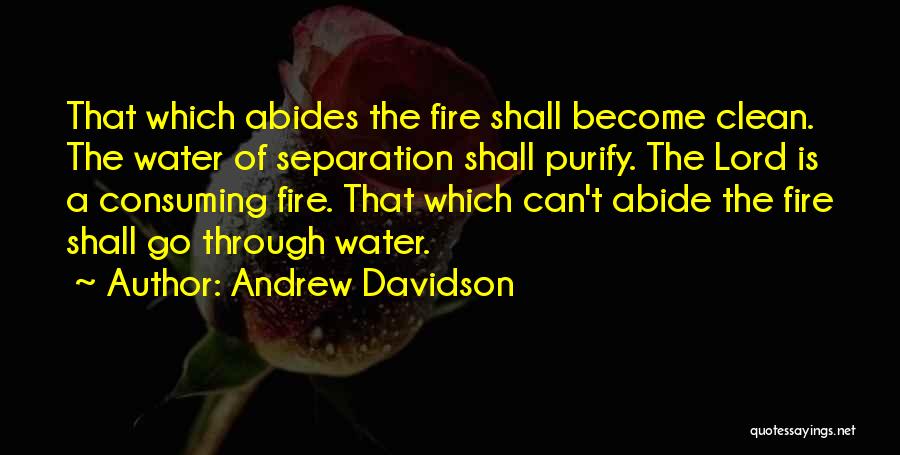 Andrew Davidson Quotes: That Which Abides The Fire Shall Become Clean. The Water Of Separation Shall Purify. The Lord Is A Consuming Fire.