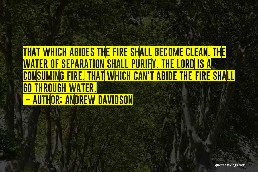 Andrew Davidson Quotes: That Which Abides The Fire Shall Become Clean. The Water Of Separation Shall Purify. The Lord Is A Consuming Fire.