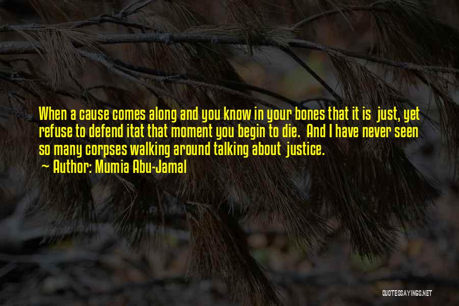 Mumia Abu-Jamal Quotes: When A Cause Comes Along And You Know In Your Bones That It Is Just, Yet Refuse To Defend Itat