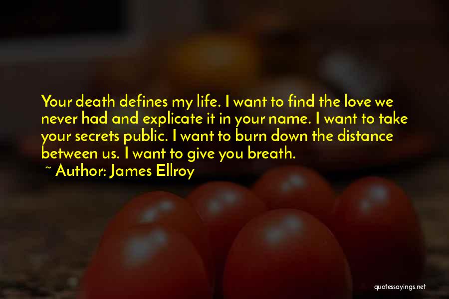 James Ellroy Quotes: Your Death Defines My Life. I Want To Find The Love We Never Had And Explicate It In Your Name.