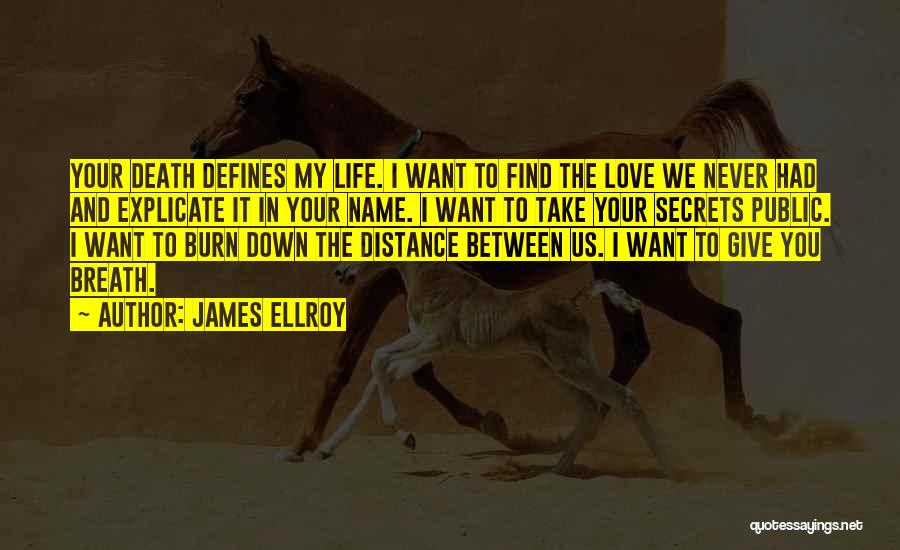 James Ellroy Quotes: Your Death Defines My Life. I Want To Find The Love We Never Had And Explicate It In Your Name.