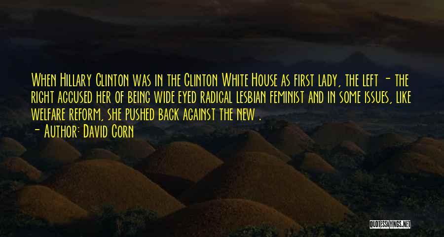 David Corn Quotes: When Hillary Clinton Was In The Clinton White House As First Lady, The Left - The Right Accused Her Of