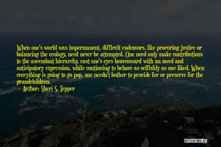 Sheri S. Tepper Quotes: When One's World Was Impermanent, Difficult Endeavors, Like Procuring Justice Or Balancing The Ecology, Need Never Be Attempted. One Need