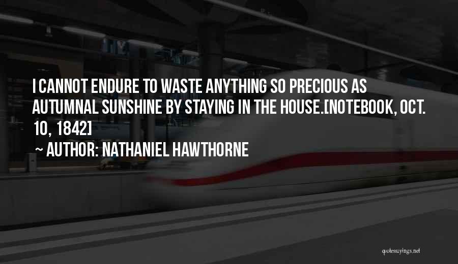Nathaniel Hawthorne Quotes: I Cannot Endure To Waste Anything So Precious As Autumnal Sunshine By Staying In The House.[notebook, Oct. 10, 1842]