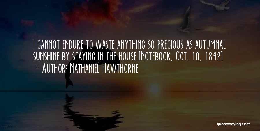 Nathaniel Hawthorne Quotes: I Cannot Endure To Waste Anything So Precious As Autumnal Sunshine By Staying In The House.[notebook, Oct. 10, 1842]