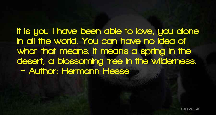 Hermann Hesse Quotes: It Is You I Have Been Able To Love, You Alone In All The World. You Can Have No Idea