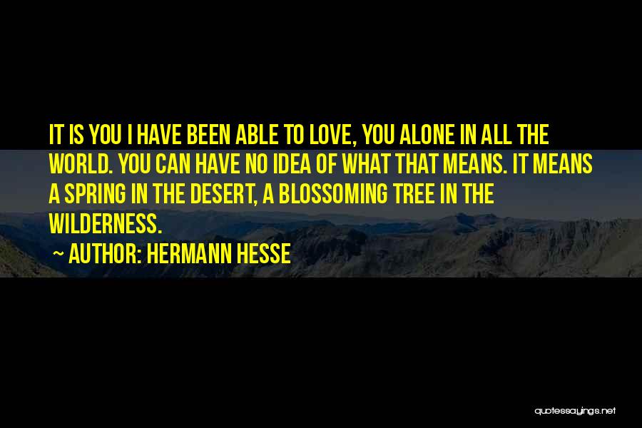 Hermann Hesse Quotes: It Is You I Have Been Able To Love, You Alone In All The World. You Can Have No Idea