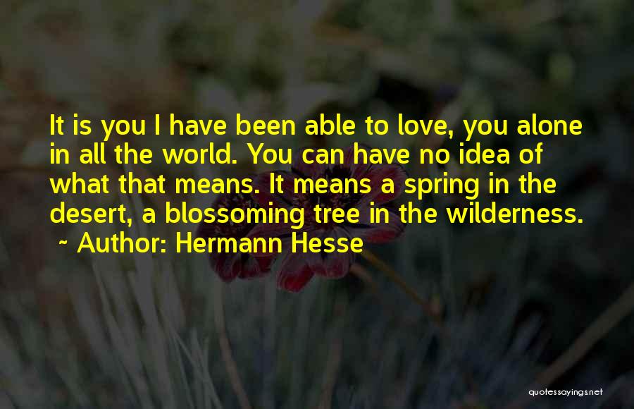 Hermann Hesse Quotes: It Is You I Have Been Able To Love, You Alone In All The World. You Can Have No Idea