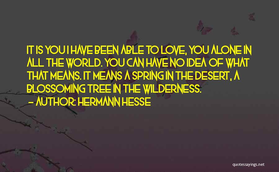 Hermann Hesse Quotes: It Is You I Have Been Able To Love, You Alone In All The World. You Can Have No Idea