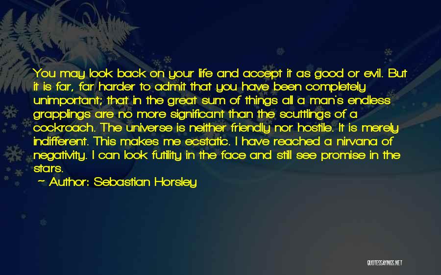 Sebastian Horsley Quotes: You May Look Back On Your Life And Accept It As Good Or Evil. But It Is Far, Far Harder
