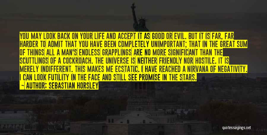 Sebastian Horsley Quotes: You May Look Back On Your Life And Accept It As Good Or Evil. But It Is Far, Far Harder