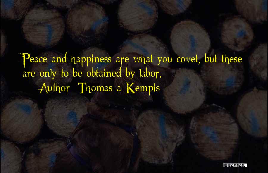 Thomas A Kempis Quotes: Peace And Happiness Are What You Covet, But These Are Only To Be Obtained By Labor.