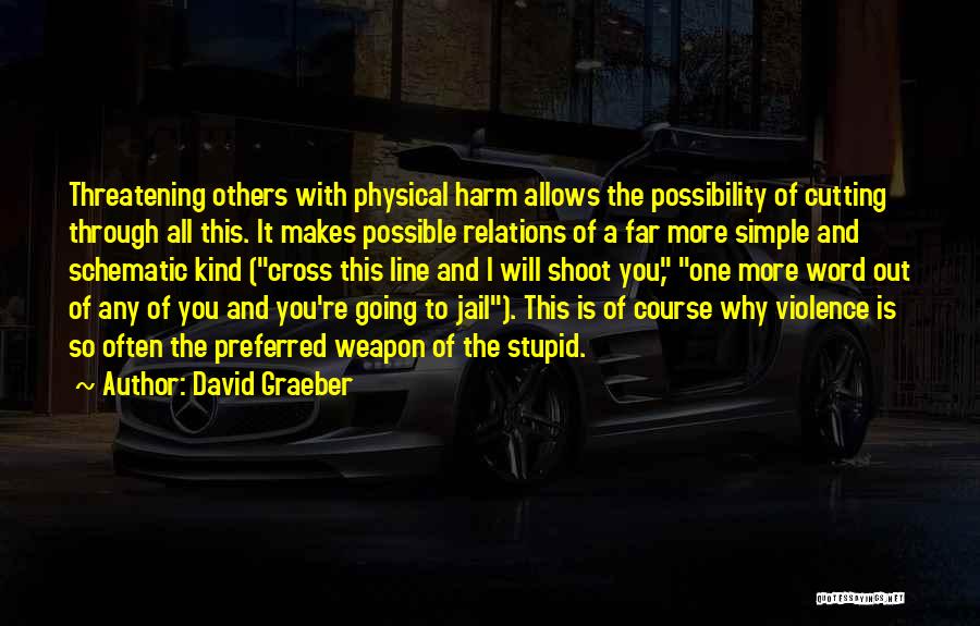 David Graeber Quotes: Threatening Others With Physical Harm Allows The Possibility Of Cutting Through All This. It Makes Possible Relations Of A Far