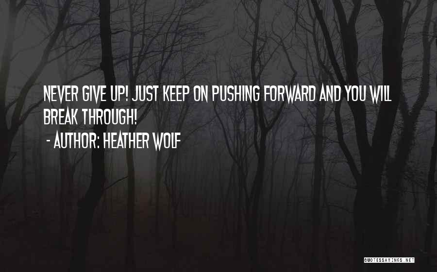 Heather Wolf Quotes: Never Give Up! Just Keep On Pushing Forward And You Will Break Through!