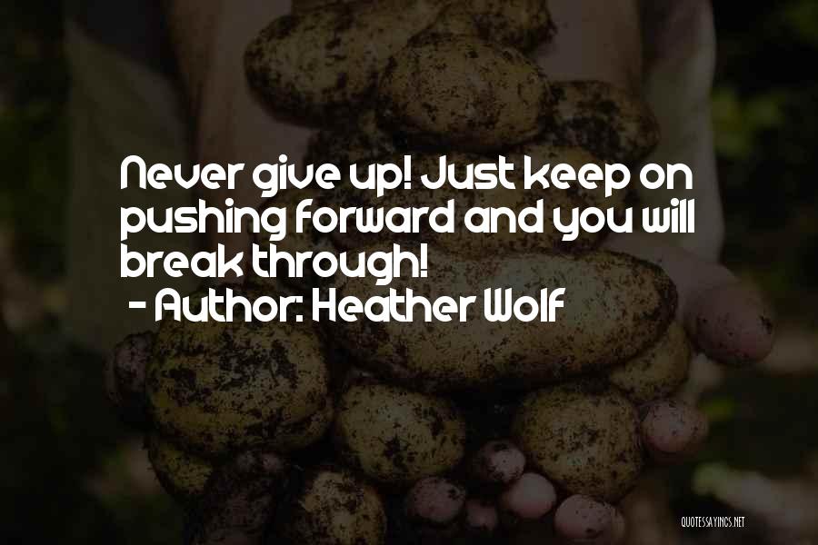 Heather Wolf Quotes: Never Give Up! Just Keep On Pushing Forward And You Will Break Through!