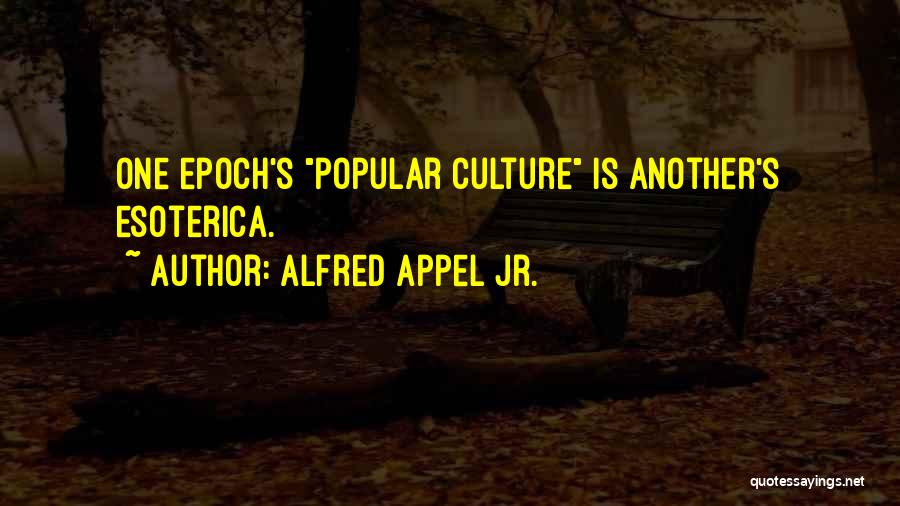 Alfred Appel Jr. Quotes: One Epoch's Popular Culture Is Another's Esoterica.
