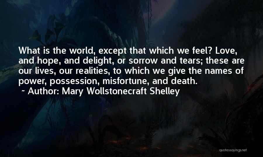 Mary Wollstonecraft Shelley Quotes: What Is The World, Except That Which We Feel? Love, And Hope, And Delight, Or Sorrow And Tears; These Are