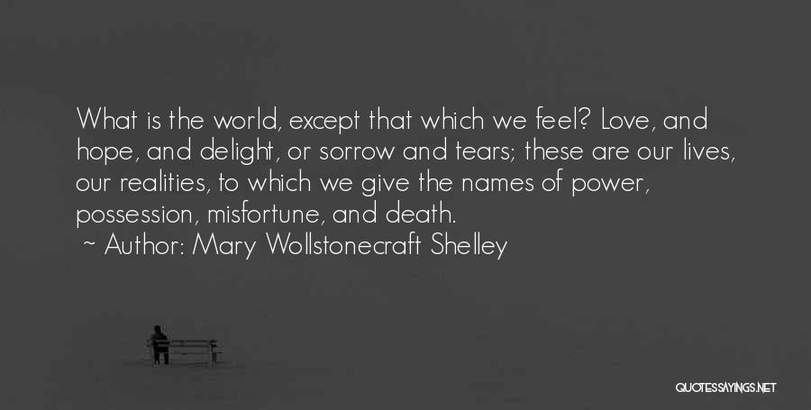 Mary Wollstonecraft Shelley Quotes: What Is The World, Except That Which We Feel? Love, And Hope, And Delight, Or Sorrow And Tears; These Are