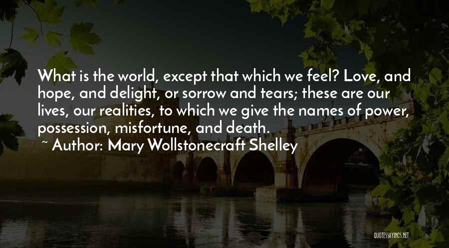 Mary Wollstonecraft Shelley Quotes: What Is The World, Except That Which We Feel? Love, And Hope, And Delight, Or Sorrow And Tears; These Are