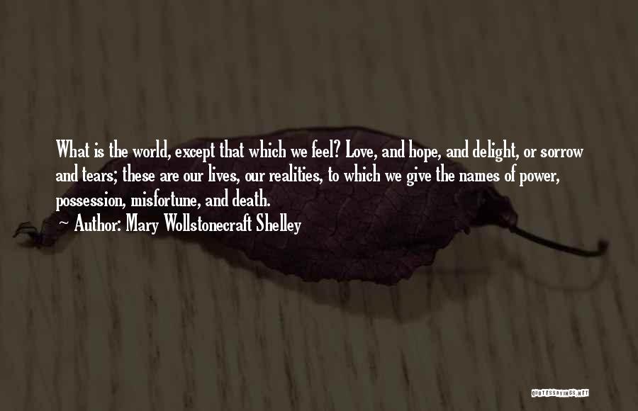 Mary Wollstonecraft Shelley Quotes: What Is The World, Except That Which We Feel? Love, And Hope, And Delight, Or Sorrow And Tears; These Are