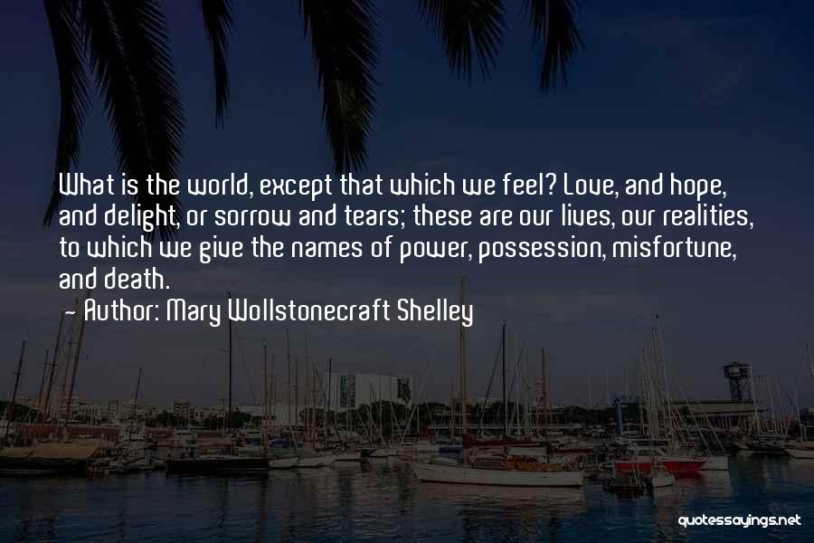 Mary Wollstonecraft Shelley Quotes: What Is The World, Except That Which We Feel? Love, And Hope, And Delight, Or Sorrow And Tears; These Are