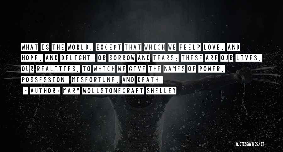 Mary Wollstonecraft Shelley Quotes: What Is The World, Except That Which We Feel? Love, And Hope, And Delight, Or Sorrow And Tears; These Are