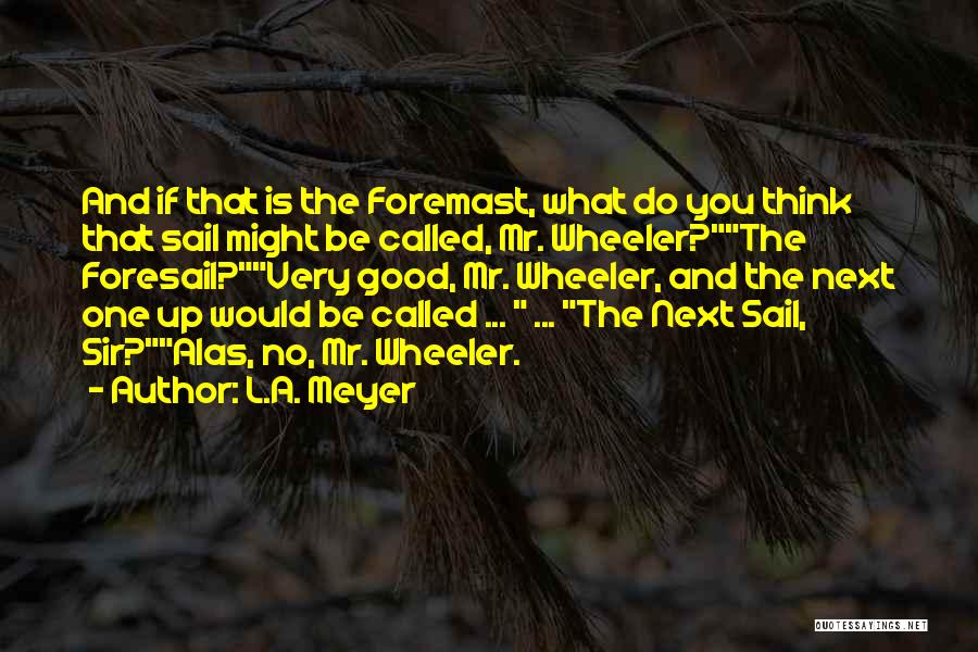 L.A. Meyer Quotes: And If That Is The Foremast, What Do You Think That Sail Might Be Called, Mr. Wheeler?the Foresail?very Good, Mr.